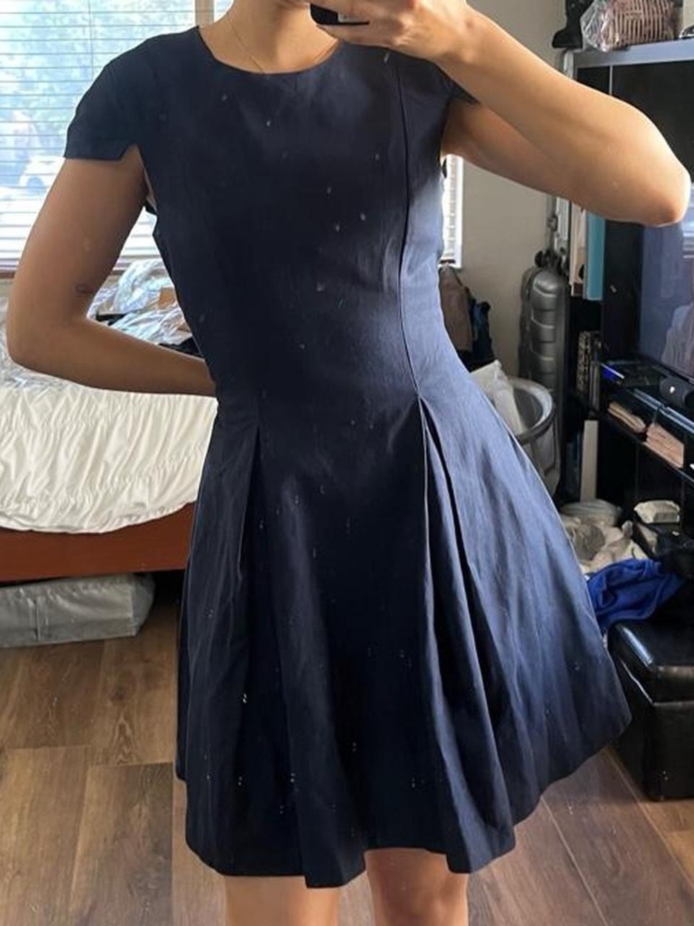 Zara Basic Navy Blue Cap Sleeve Dress